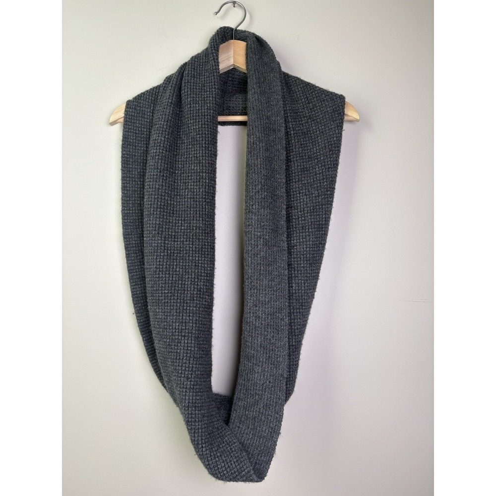 J Crew Infinity Scarf Waffle Knit Wool Blend Dark Gray Soft Comfortable Stylish